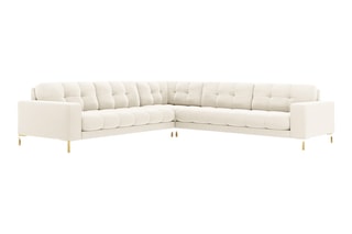 Canapé d'angle réversible Bali - Beige clair - 6 places - Toucher velours