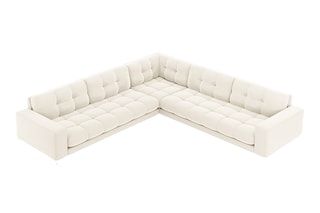 Canapé d'angle réversible Bali - Beige clair - 6 places - Toucher velours