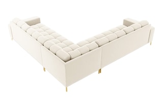 Canapé d'angle réversible Bali - Beige clair - 6 places - Toucher velours