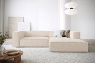 Canapé d'angle droit Arendal - Beige clair - 3 places - Tissu chenille