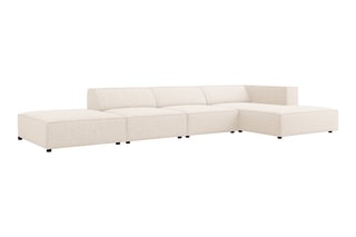 Canapé d'angle droit Arendal - Beige clair - 5 places - Tissu chenille