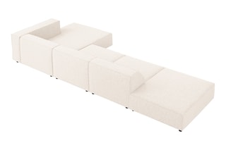 Canapé d'angle droit Arendal - Beige clair - 5 places - Tissu chenille