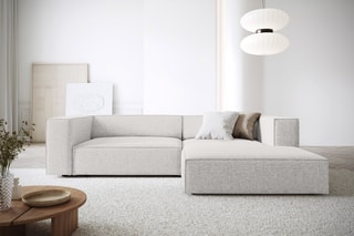 Canapé d’angle droit Arendal - Gris clair - 3 places - En tissu chenille