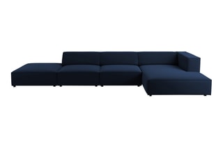 Canapé d’angle droit Arendal - Bleu roi - 5 places - En tissu velours