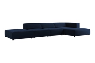 Canapé d’angle droit Arendal - Bleu roi - 5 places - En tissu velours