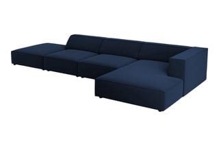 Canapé d’angle droit Arendal - Bleu roi - 5 places - En tissu velours