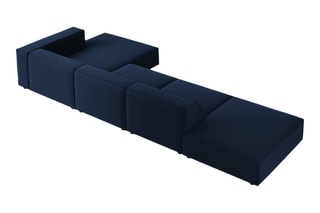 Canapé d’angle droit Arendal - Bleu roi - 5 places - En tissu velours