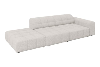 Canapé d’angle gauche Chicago - Gris clair chiné - 3 places - Tissu chenille
