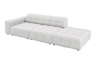 Canapé d’angle droit Chicago - Argenté - 3 places - Tissu velours