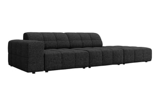 Canapé d’angle gauche Chicago - Noir - 3 places - Tissu chenille