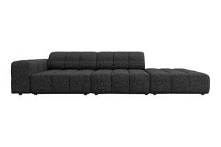 Canapé d’angle gauche Chicago - Noir - 3 places - Tissu chenille