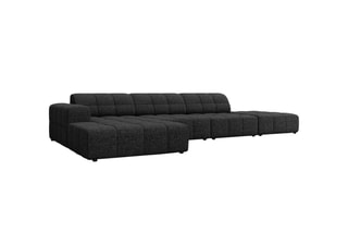 Canapé d’angle gauche Chicago - Noir - 5 places - En tissu chenille