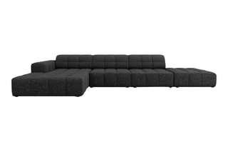 Canapé d’angle gauche Chicago - Noir - 5 places - En tissu chenille