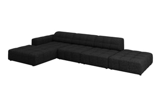 Canapé d’angle gauche Chicago - Noir - 5 places - En tissu chenille