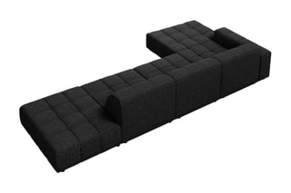 Canapé d’angle gauche Chicago - Noir - 5 places - En tissu chenille