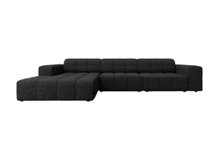 Canapé d'angle gauche Chicago - Noir - 4 places - En tissu chenille