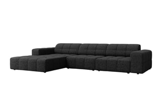 Canapé d'angle gauche Chicago - Noir - 4 places - En tissu chenille
