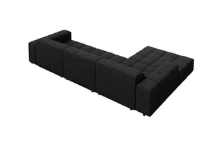 Canapé d'angle gauche Chicago - Noir - 4 places - En tissu chenille