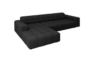 Canapé d'angle gauche Chicago - Noir - 4 places - En tissu chenille