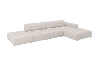 Canapé d’angle droit Chicago - Gris clair - 5 places - En tissu chenille