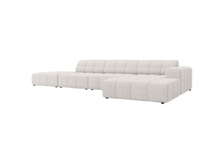 Canapé d’angle droit Chicago - Gris clair - 5 places - En tissu chenille