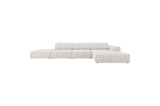 Canapé d’angle droit Chicago - Gris clair - 5 places - En tissu chenille