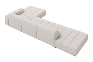 Canapé d’angle droit Chicago - Gris clair - 5 places - En tissu chenille