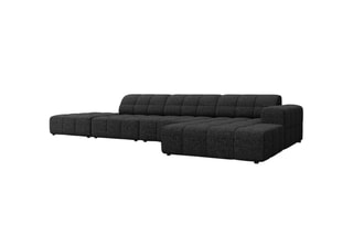 Canapé d’angle droit Chicago - Noir - 5 places - En tissu chenille