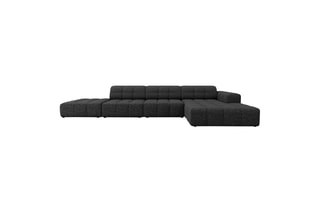 Canapé d’angle droit Chicago - Noir - 5 places - En tissu chenille