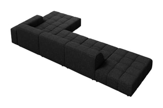 Canapé d’angle droit Chicago - Noir - 5 places - En tissu chenille