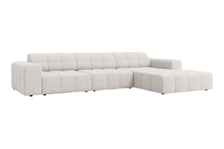 Canapé d'angle droit Chicago - Gris clair - 4 places - En tissu chenille