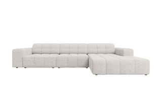 Canapé d'angle droit Chicago - Gris clair - 4 places - En tissu chenille