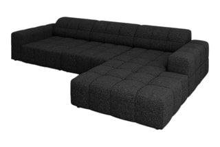 Canapé d'angle droit Chicago - Noir - 4 places - En tissu chenille