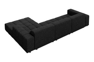 Canapé d'angle droit Chicago - Noir - 4 places - En tissu chenille