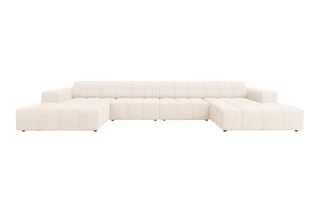 Canapé panoramique Chicago - Beige clair - 6 places - Tissu chenille