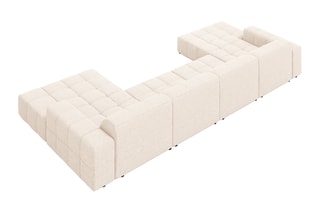 Canapé panoramique Chicago - Beige clair - 6 places - Tissu chenille