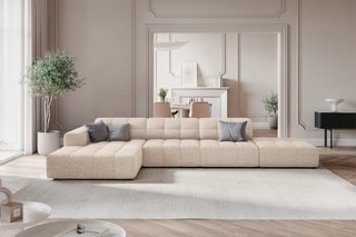Canapé d'angle gauche Chicago - Beige - 5 places - Tissu chenille