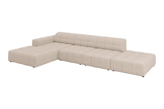 Canapé d'angle gauche Chicago - Beige - 5 places - Tissu chenille