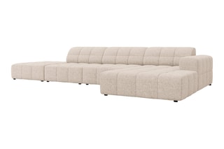 Canapé d'angle droit Chicago - Beige - 5 places - Tissu chenille