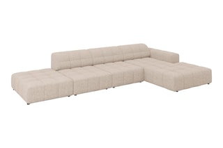 Canapé d'angle droit Chicago - Beige - 5 places - Tissu chenille