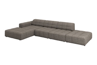 Canapé d'angle gauche Chicago - Gris - 5 places - En tissu chenille