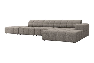 Canapé d'angle droit Chicago - Gris - 5 places - En tissu chenille