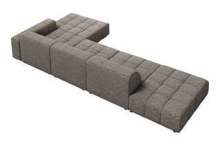 Canapé d'angle droit Chicago - Gris - 5 places - En tissu chenille