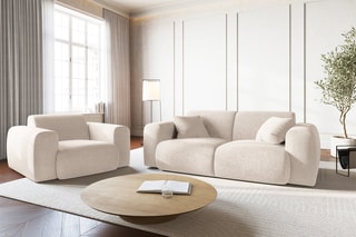 Fauteuil Nolio - Beige clair chiné - En tissu chenille