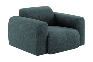 Fauteuil Nolio - Bleu pétrole chiné - En tissu chenille
