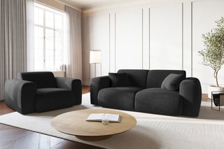 Fauteuil Nolio - Noir - En tissu chenille