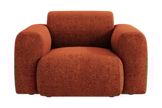 Fauteuil Nolio - Rouge brique chiné - En tissu chenille