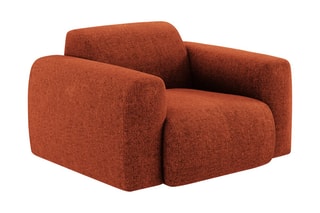 Fauteuil Nolio - Rouge brique chiné - En tissu chenille