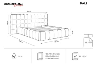Lit-coffre Bali - Beige clair - Toucher velours - Couchage 160 x 200 cm
