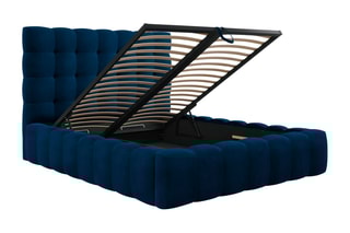 Lit-coffre Bali - Bleu roi - Toucher velours - Couchage 140 x 200 cm